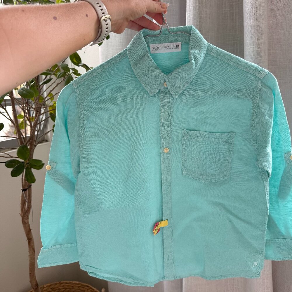 Zara Kids size 6 Linen Button Down Shirt